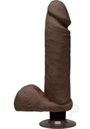 The D Perfect D Ultraskyn Vibrating Dildo With Balls 8in - Chocolate